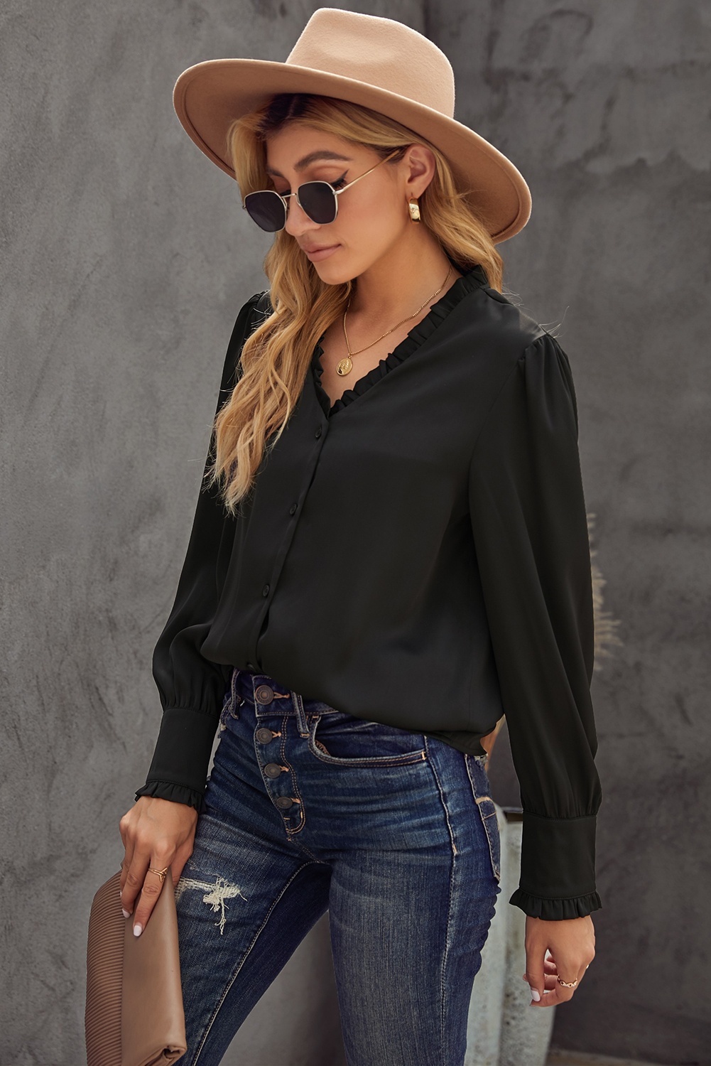 French Style Buttoned French Blouse | Women Blouses & Shirts