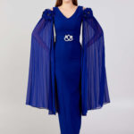 Blue Sleeveless Evening Dress