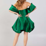 Green Off Shoulder Mini Tulle Cocktail Dress