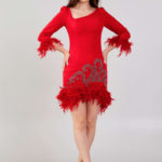 Red Crepe Long Sleeve Mini Evening Dress