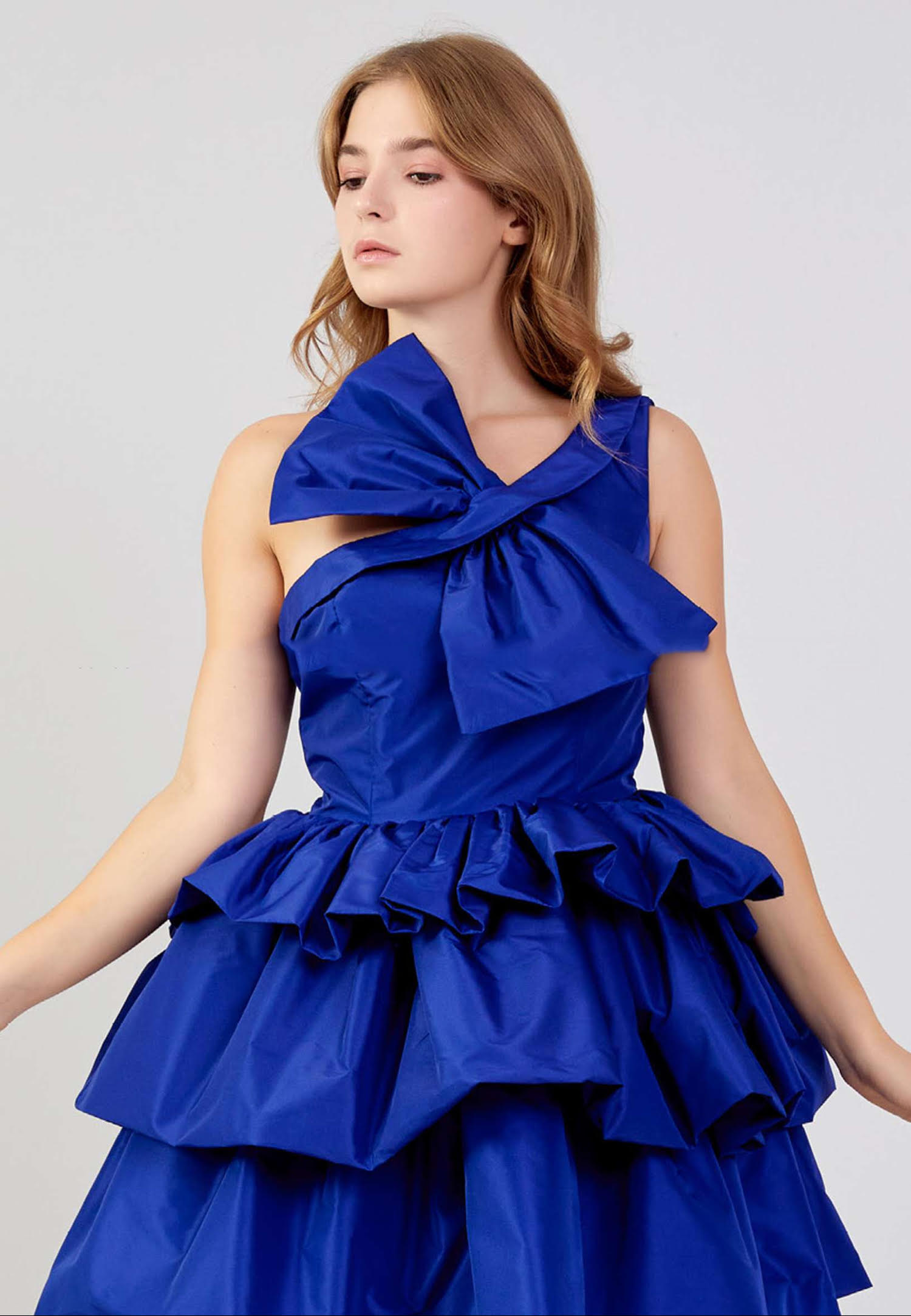 One Shoulder Mini Blue Prom Dress